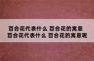 百合花代表什么 百合花的寓意  百合花代表什么 百合花的寓意呢